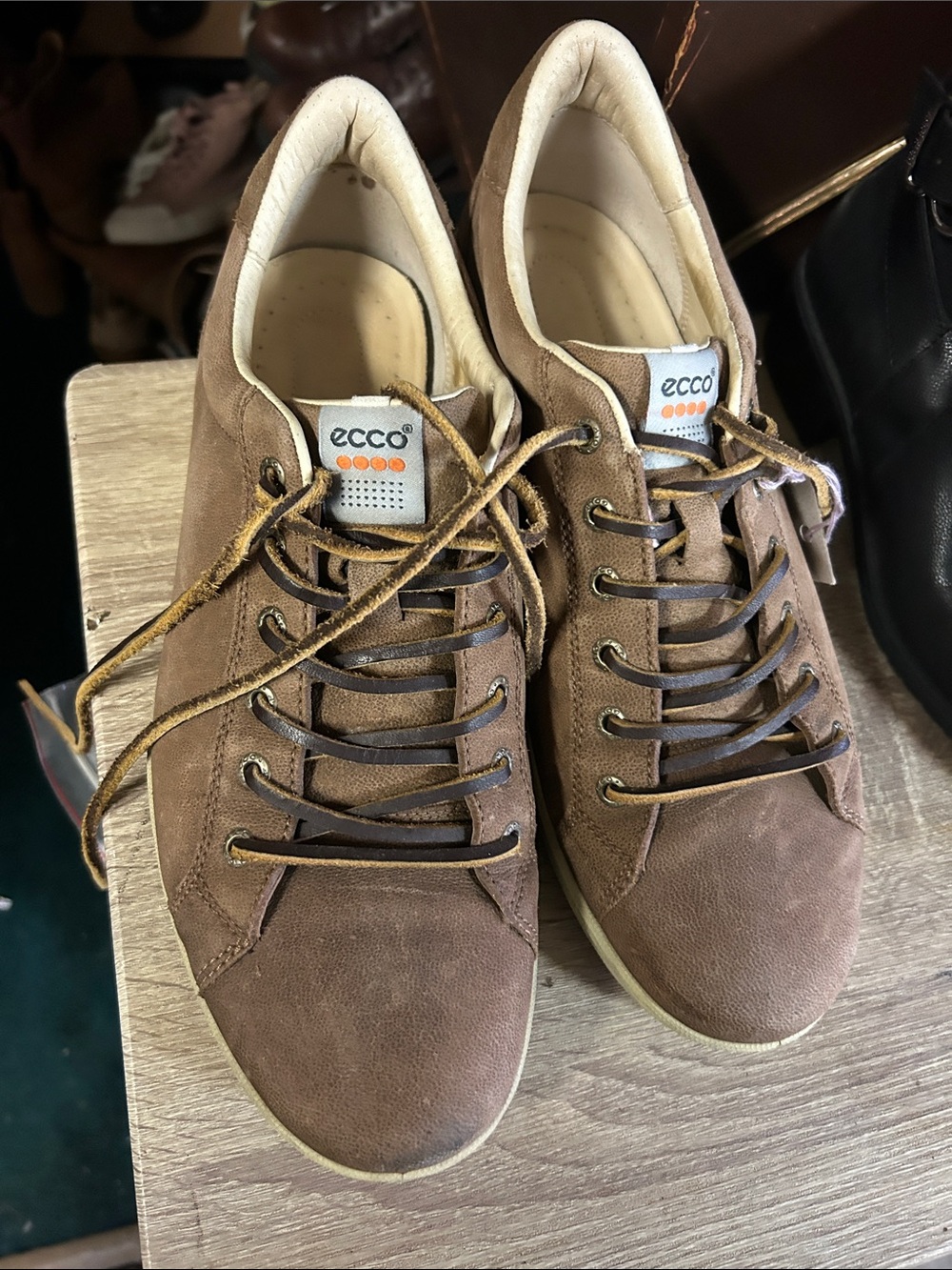 Ecco Brown Suede Lace-Up Men's Sneakers